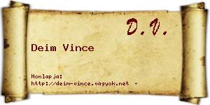 Deim Vince névjegykártya